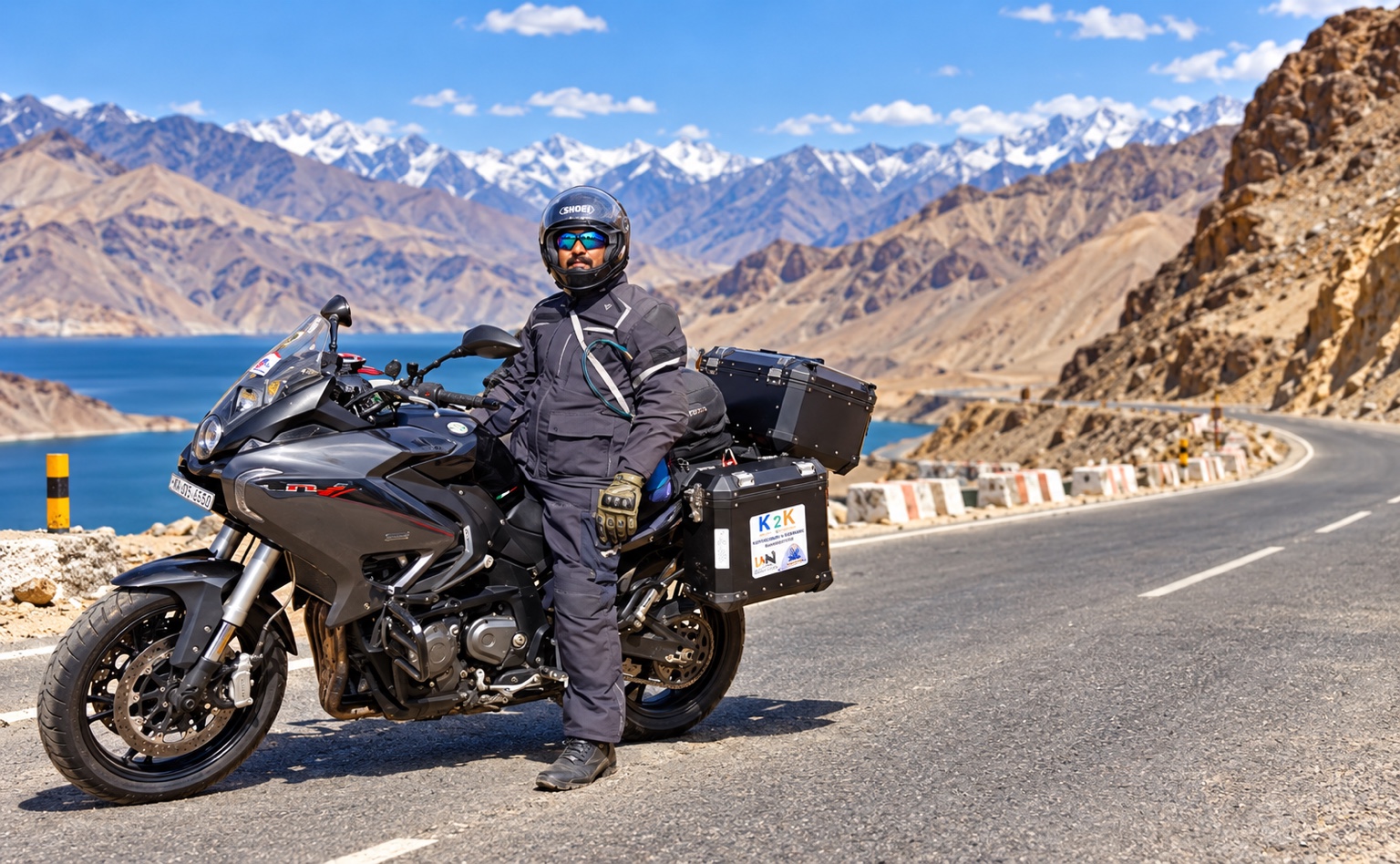Sachin Waze riding in Ladakh